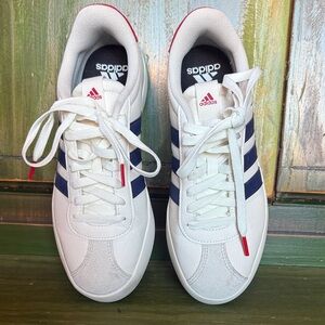 Adidas White and Blue Athletic Shoes